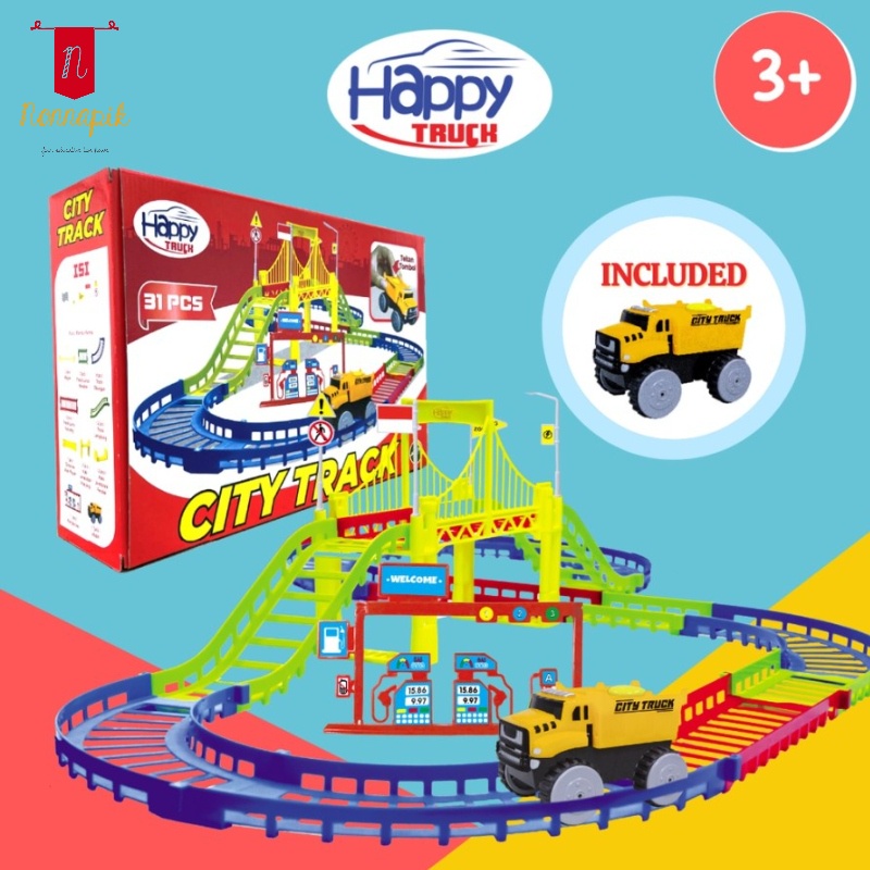 Happy Truck City Track - Track Set Mobil Mobilan