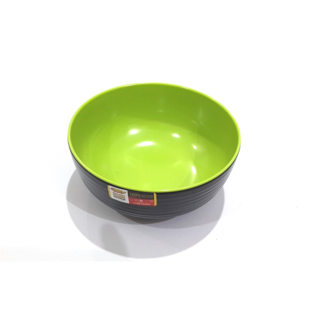 W07A5 Mangkok Melamin Ulir Datar Golden Dragon - Mangkok 7 inc Hijau Stabilo Hitam