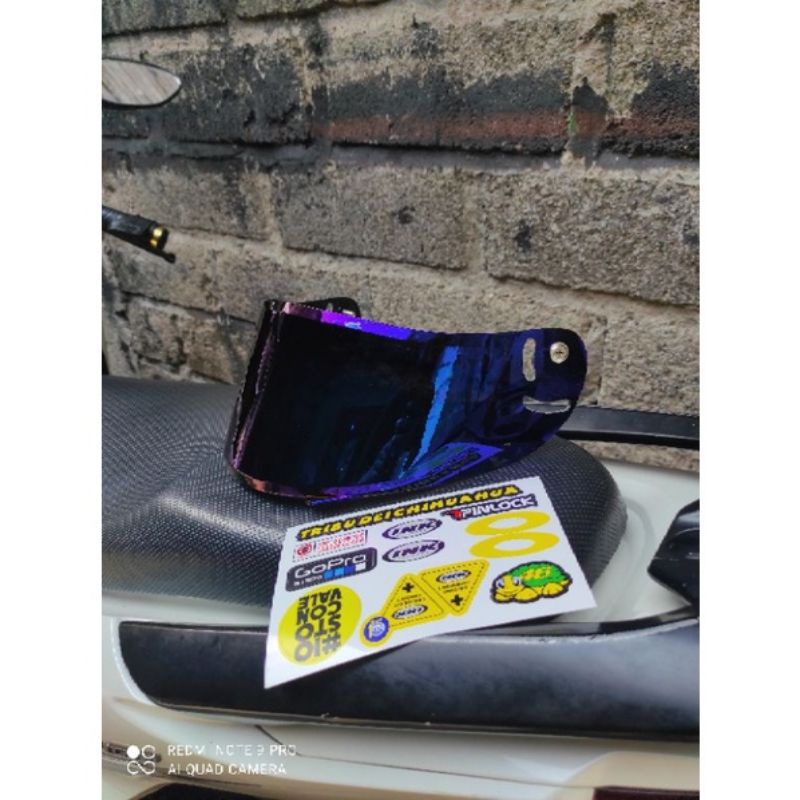 flat visor helm PNP INK CL MAX iridium blue kaca helm ink Cl max banus baut dan stiker