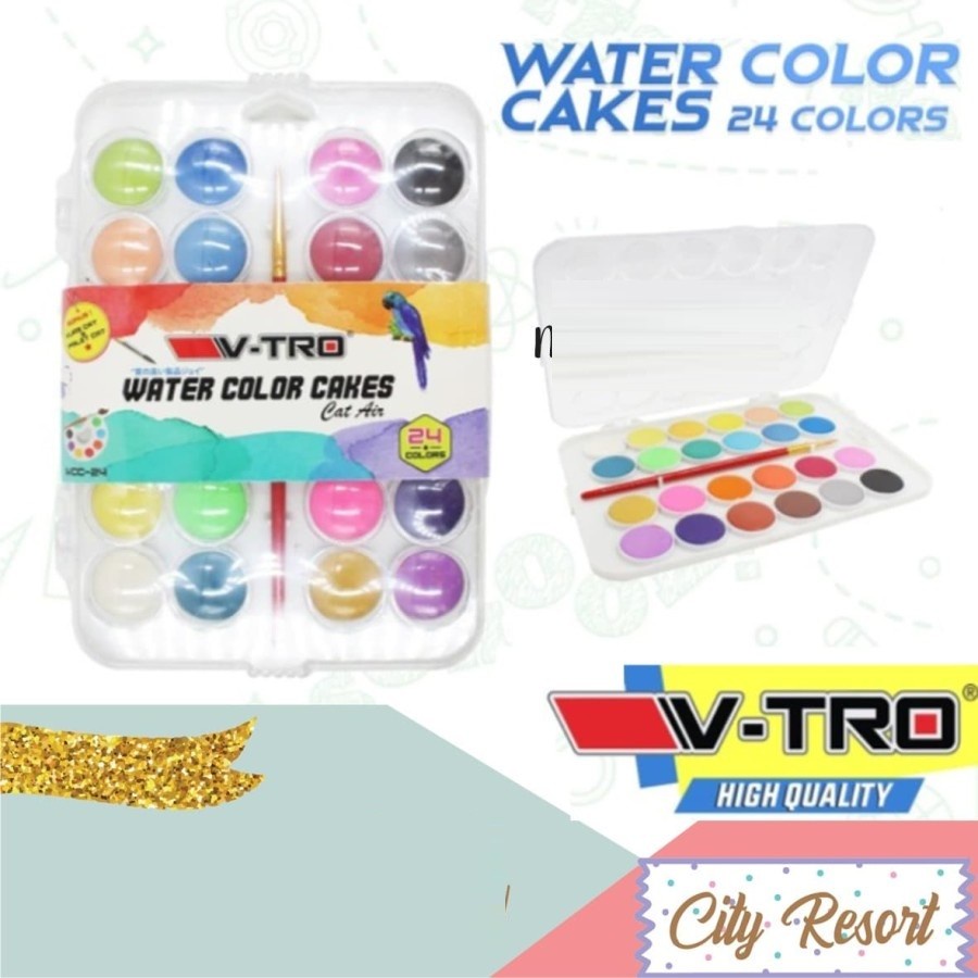 

Cat Air Pewarna Melukis Water Color Vitro ( V-TRO) isi 24 Warna CAT AIR