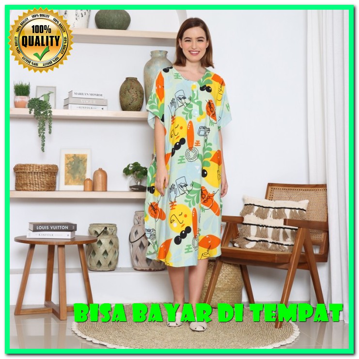 Azzahra Gamis Syari Ceruty Baju Gamis +Kerudung Muslim Wanita Dew KI726 Homewear Oriana Kaftan Sun
