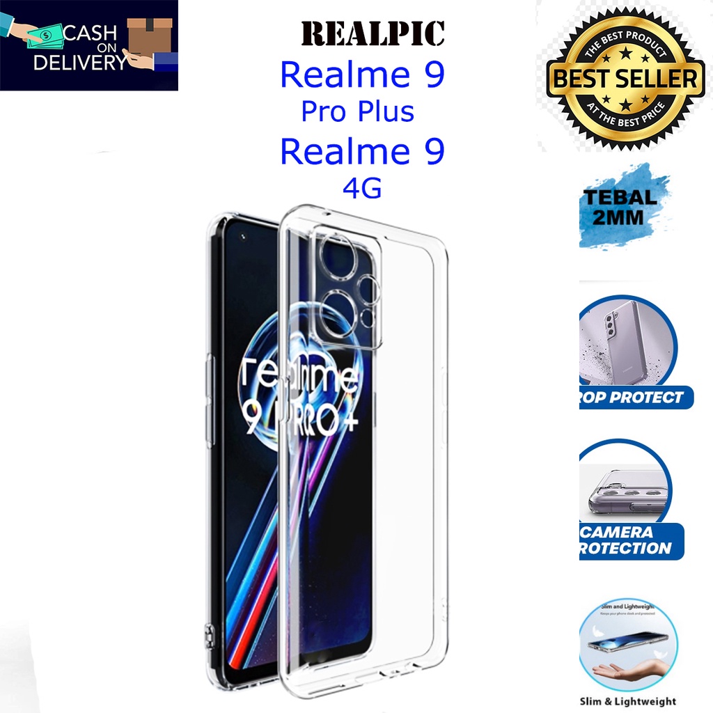 Case Realme 9 Pro Plus / Realme 9 Casing Clear HD KETEBALAN 2MM BENING TRANSPARAN TPU Premium Softcase