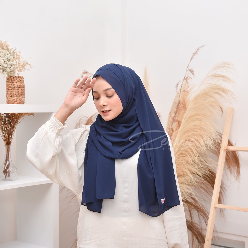 Promo Puncak 6.6 Big Sale | Balqis Pashmina / Pashmina Double Layer Best Material Armany Super Jatuh Mudah Dibentuk Tidak Licin Ukuran Panjang 200 cm By Zevanic.co-NAVY