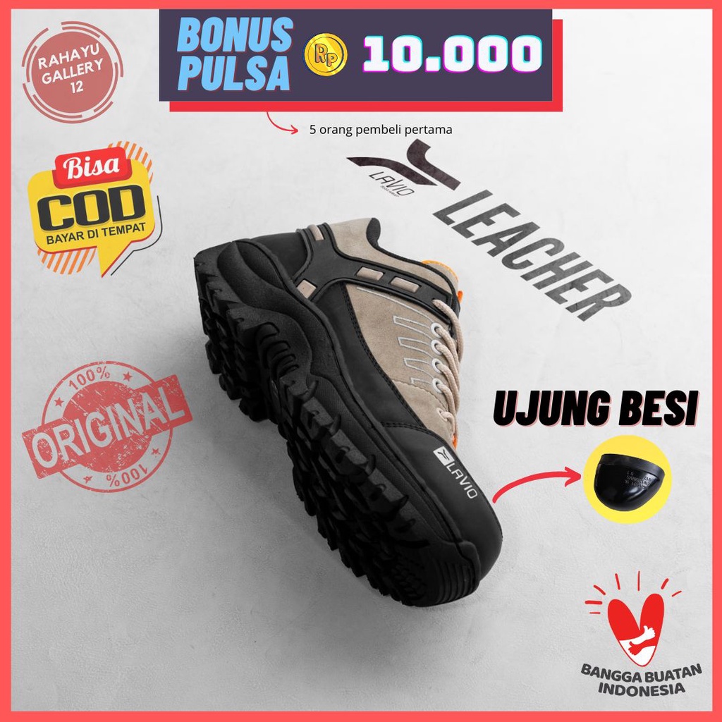 Sepatu Safety Pria Ujung Besi Original Lavio Leacher Septi Kerja Proyek Lapangan