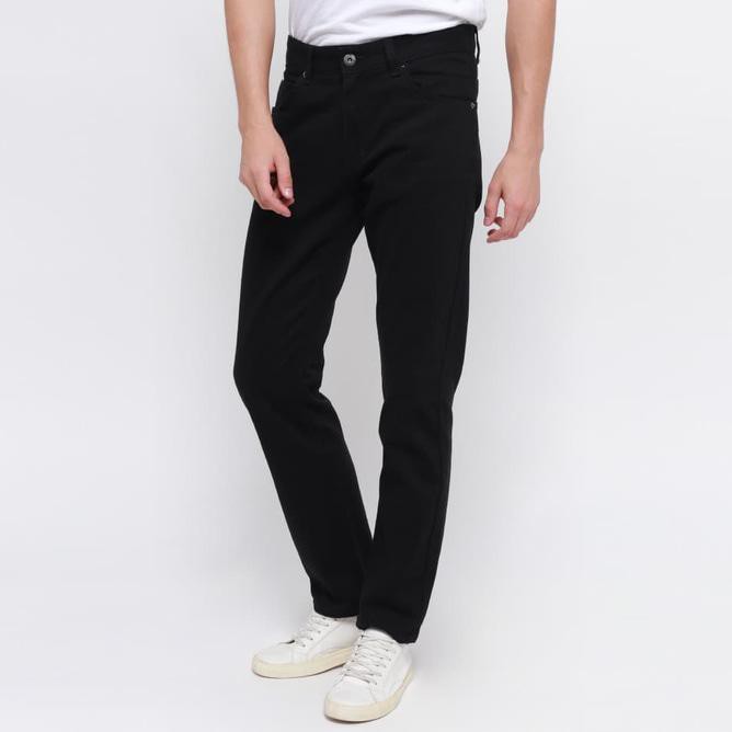 Edwin Celana Jeans Milan-018 Regular Fit Pria Panjang Black - Hitam, 32