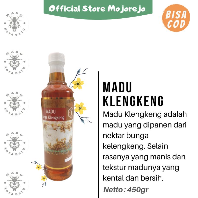 

Madu Murni Nektar Bunga Klengkeng Netto 450gr Botol kaca (Madu Kota Batu)
