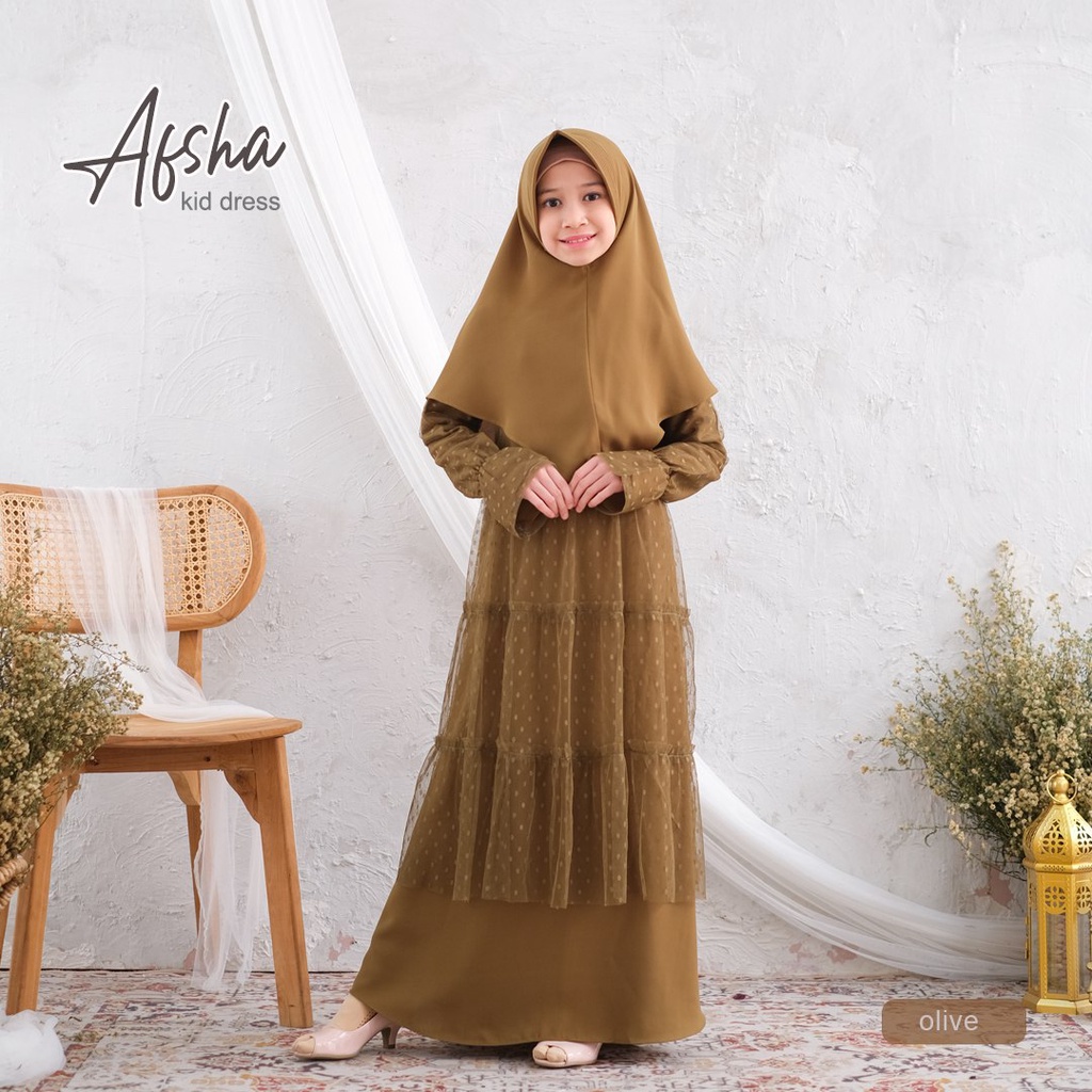 Afsha Dress - Gamis Muslim Anak Perempuan Premium by Riskirich