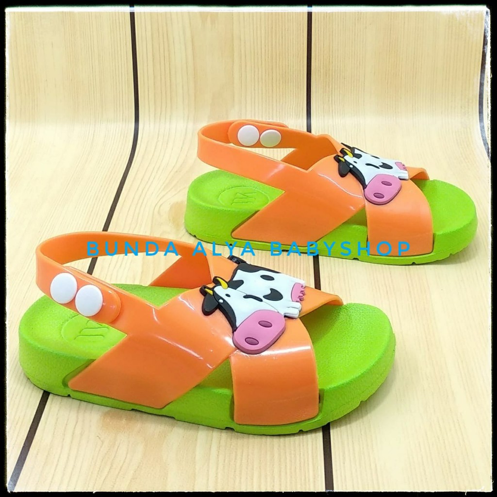 Sandal Anak Laki Laki 6 Bulan 1 2 Tahun HIJAU COW  Karet Lentur - Sendal Anak Karet Anti Licin Tali Silang Size 18 - 23