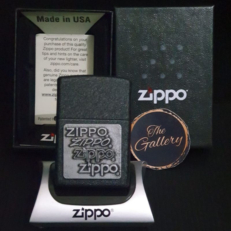 ⭐⭐⭐⭐⭐  363 ORIGINAL ZIPPO PEWTER EMBLEM BLACK CRACKLE