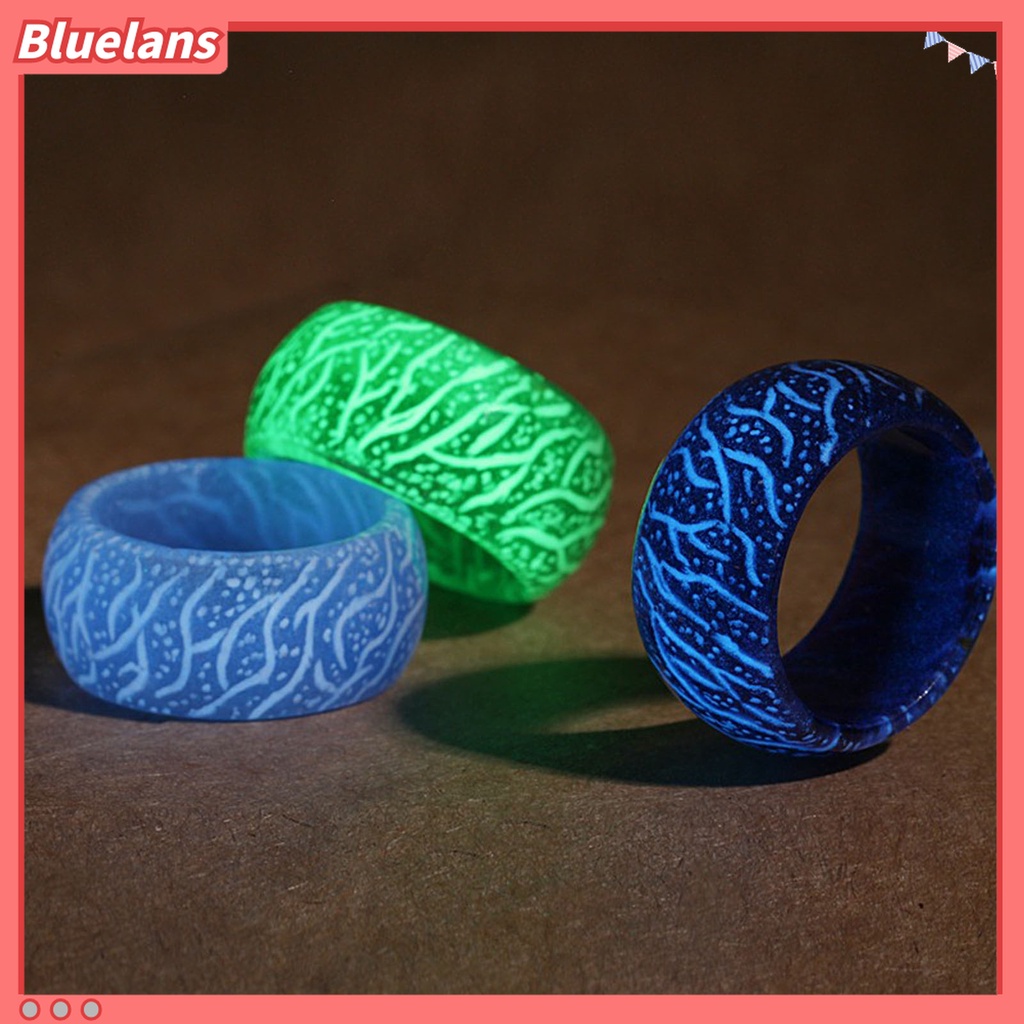 Bluelans Cincin Luminous Glow In The Dark Motif Retak Untuk Unisex