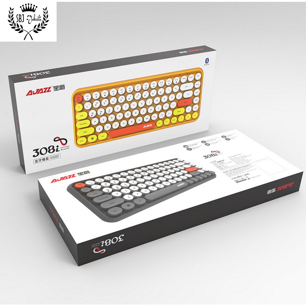 Ajazz Keyboard BLUETOOTH Premium model Retro Wireless Colorful 308i 84 keys IOS Android Tablet ipad