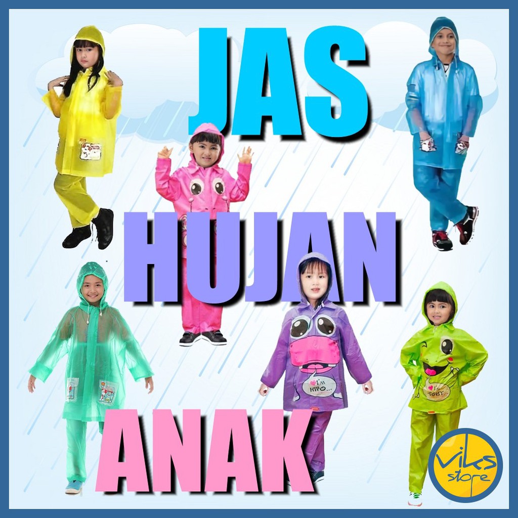 Jas Hujan Stelan Karakter Anak Anak Kecil Anti Air Anti Tembus Motif Lucu Aneka Warna Mantel Hujan