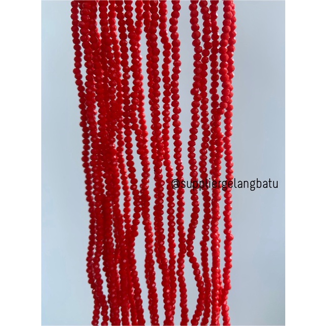 Crystal Ceko Doft 2mm merah cabe terang bead manik donat rondelle acc