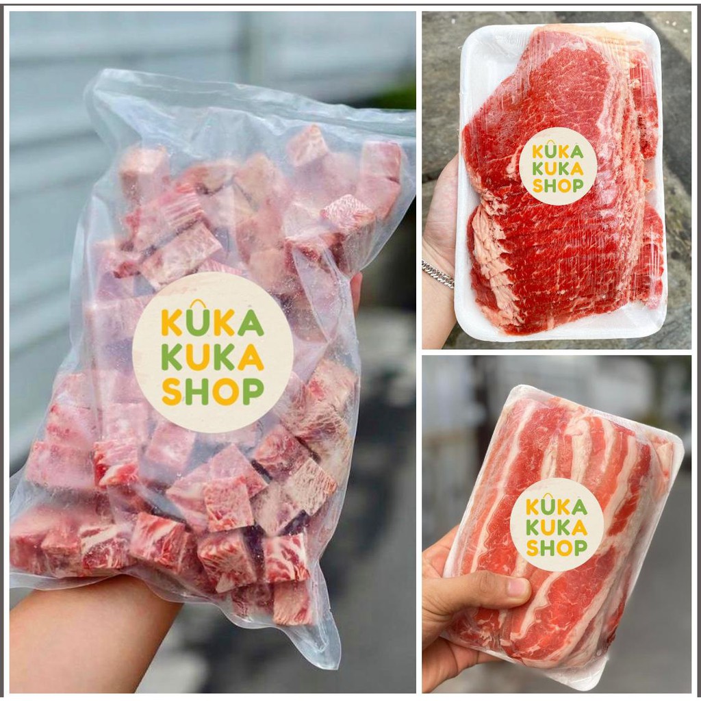 Bundling Beef Slice AUST Low Fat 500gr + US Shortplate 500gr + Wagyu Saikoro Cubes 1 Kg