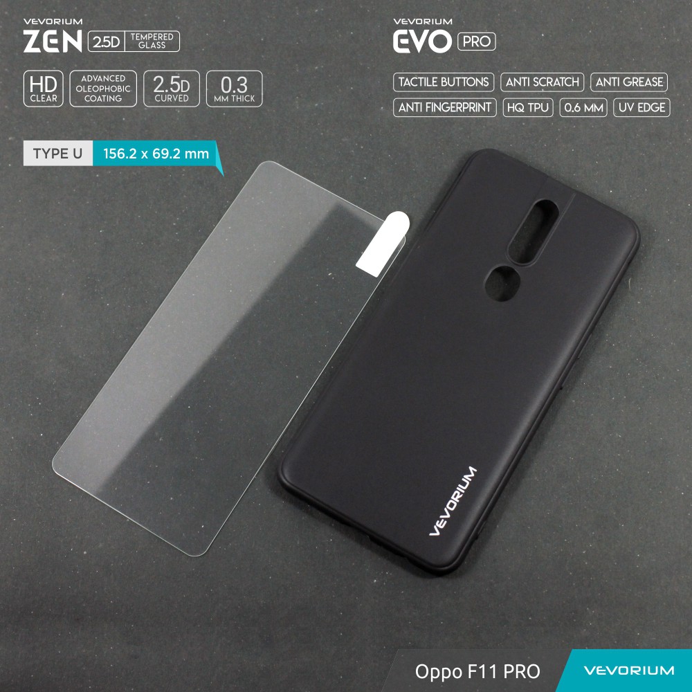 VEVORIUM EVO PRO Oppo F11 PRO Soft Case Softcase dan Tempered Glass