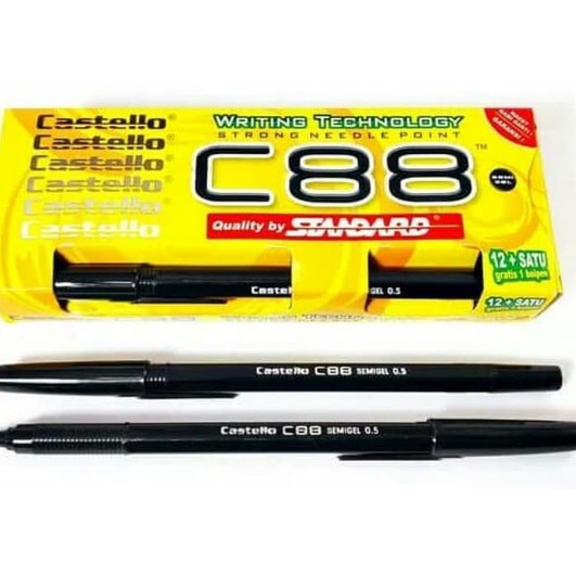 

PULPEN STANDARD C88 CASTELLO HITAM ISI 12 HITAM + BONUS 1