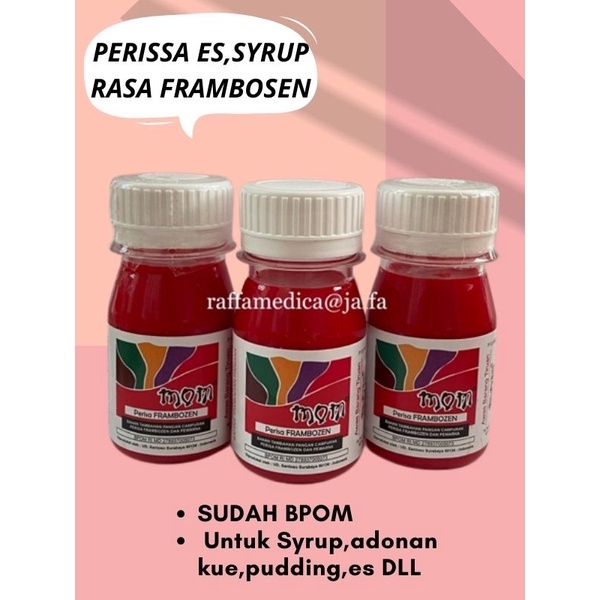 

DISKON PUASA !! [BPOM] Perisa pasta Essence FRAMBOZEN MOM 40ML / Perissa es / sirup / Adonan kue / Pudding / Minuman dingin