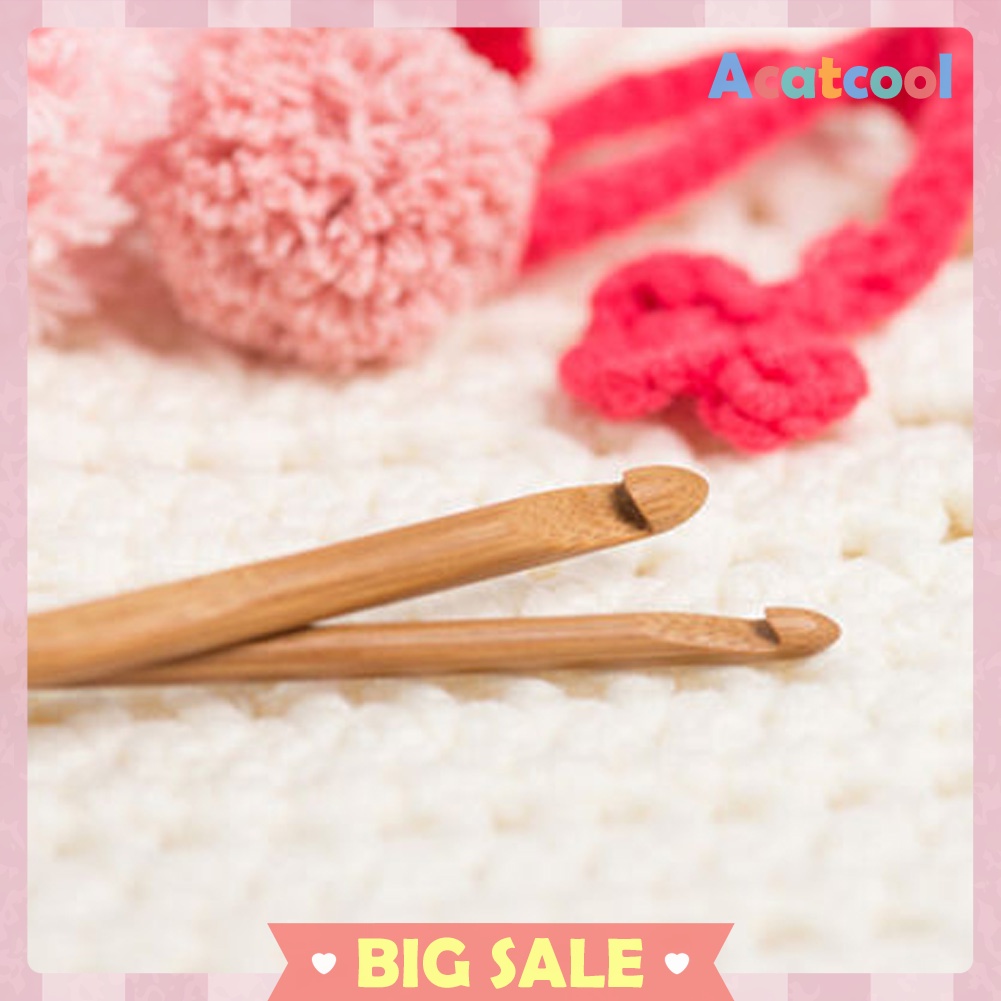 12-Size Bamboo Handle Crochet Hook Knit Weave Yarn Craft Knitting Needle