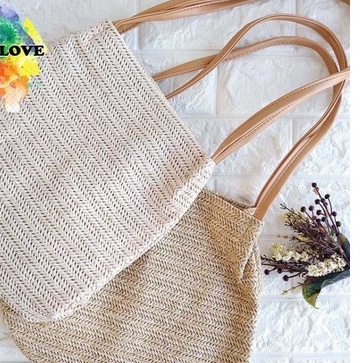 Totebag Wanita Rajut Tas Cangklong Bahu Motif Rotan