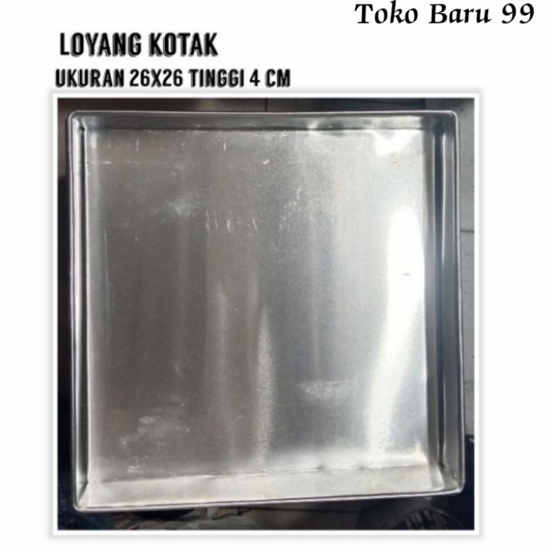 Loyang kotak ukuran 26x26 cm tinggi 4 cm