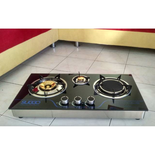 Kompor kaca tanam gas 3 tungku merk suggo
