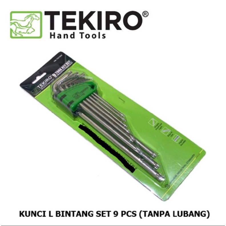 Kunci L Bintang set Tekiro  panjang tanpa lubang 9pcs