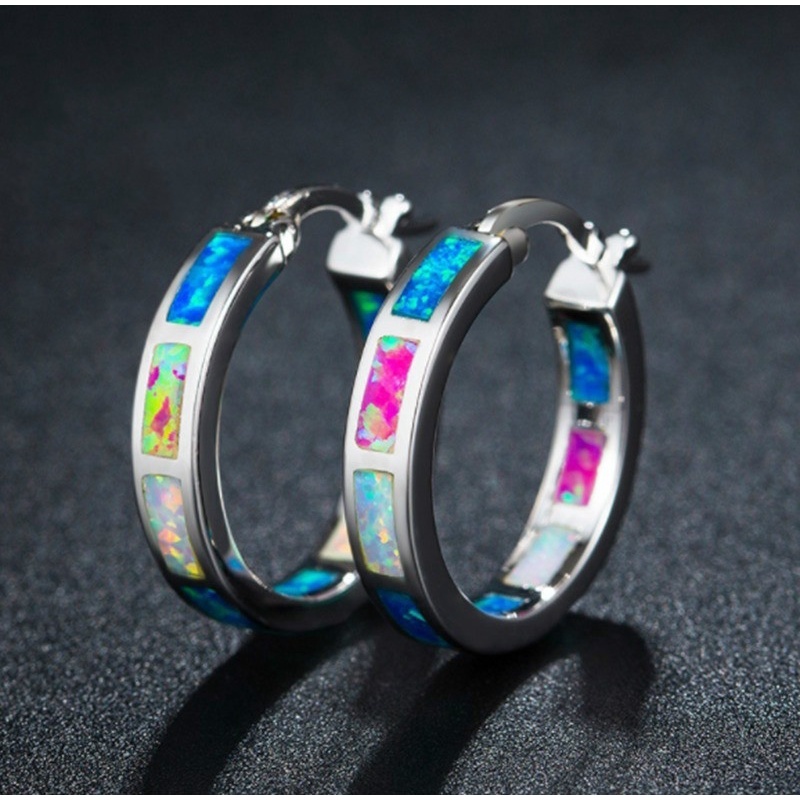 Anting Hoop Bentuk Bulat Opal