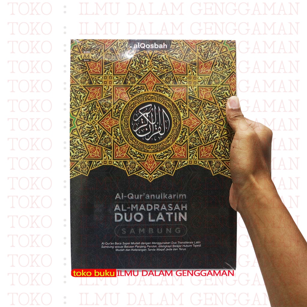 BISA CETAK NAMA - HITAM - Al Quran Duo Latin Sambung Besar Jumbo A4 Al-Madrasah Duo Latin Sambung - 