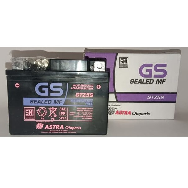 Jual aki GS ASTRA GTZ5S GTZ-5S aki kering 12V 3.5 AH | Shopee Indonesia