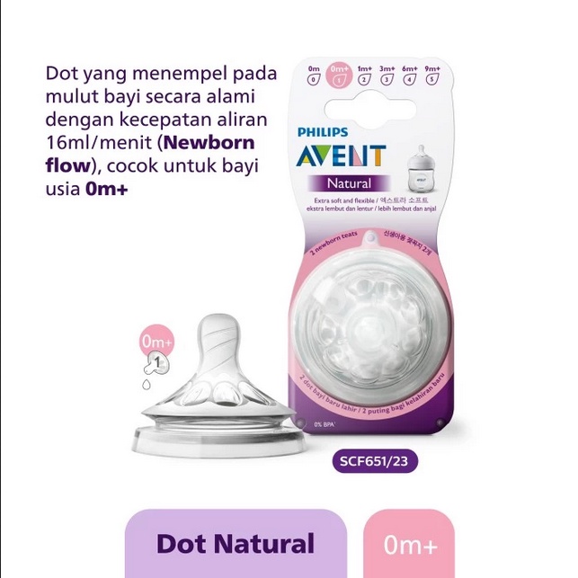 NIPPLE AVENT NATURAL NEW MODEL 1 pack isi 2 nipple / Nipple AVENT NATURAL RESPONSE  isi 2 per pack