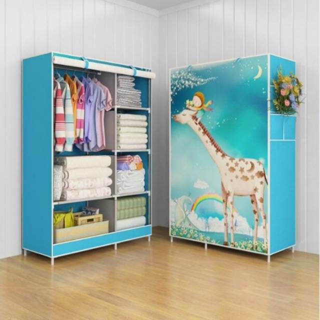 Giraffe Multifunction wardrobe cloth rack with cover/Lemari pakaian