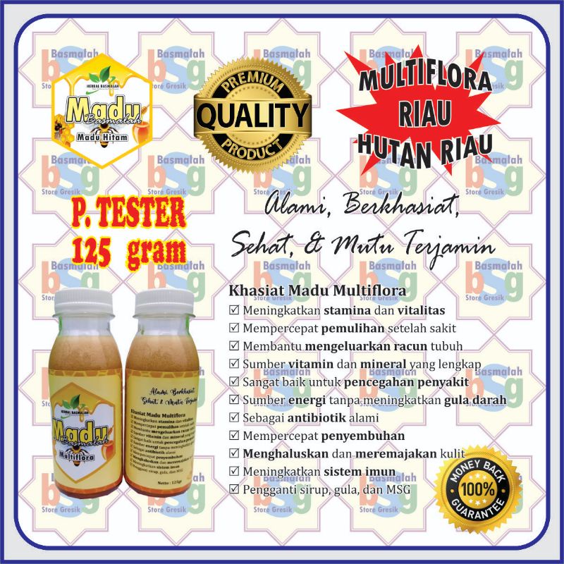 

Madu Multiflora Super Riau Full Nektar 125 gram Murni Asli 100% - Madu Basmalah