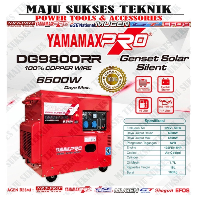 YAMAMAX PRO DG9800RR Mesin Genset Solar Silent 6500 Watt / Mesin Genset Diesel Solar Silent 6500Watt