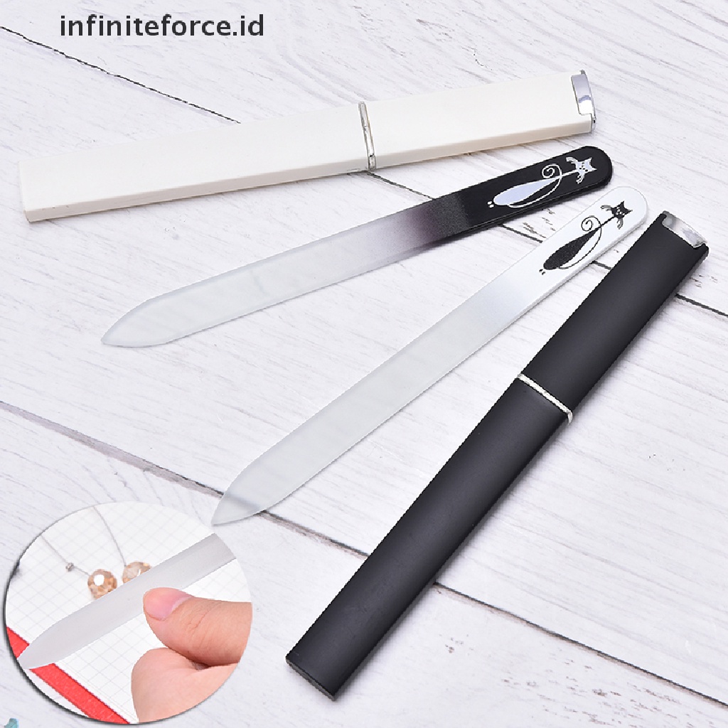 Infiniteforce.id 2pcs / Set Buffer Kikir Kuku Bahan Kaca Tahan Lama Untuk Manicure / Nail Art