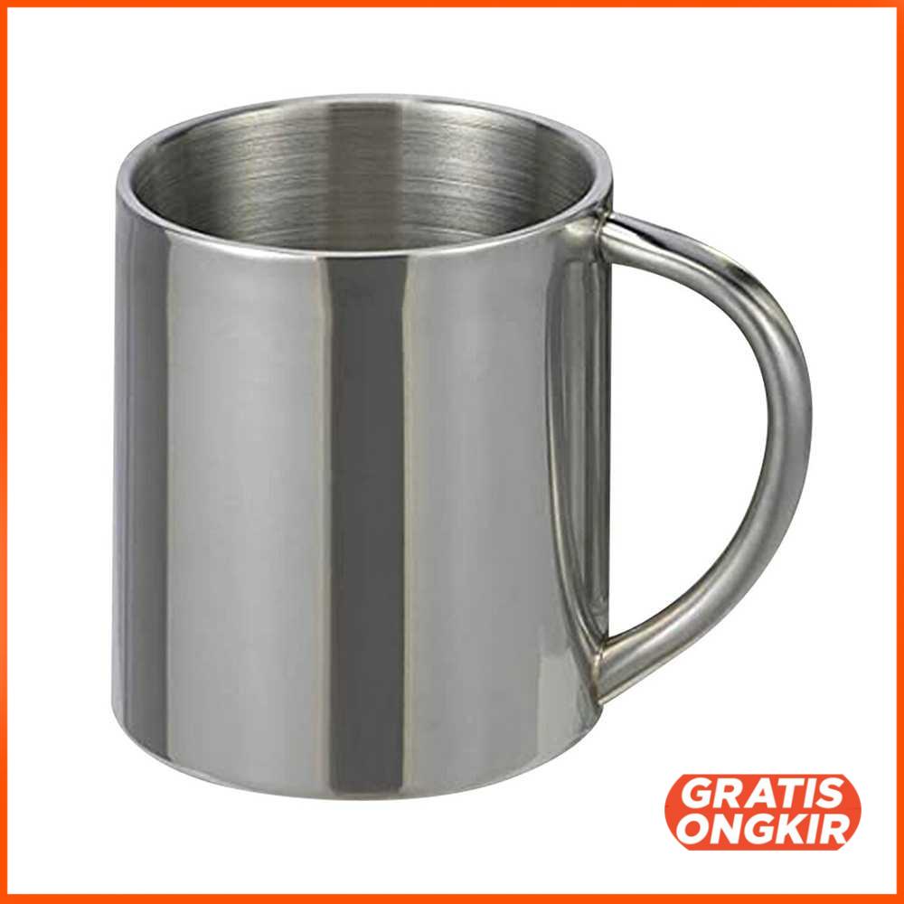 Gelas Cangkir Minum Stainless 320ml with Handle - MG031