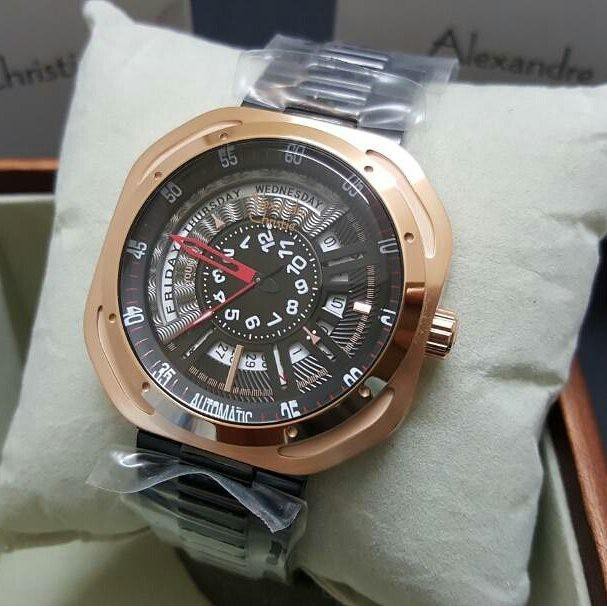 JAM TANGAN ALEXANDRE CHRISTIE AC3035 AUTOMATIC BLACK ROSEGOLD ELEGAN ORIGINAL GARANSI RESMI