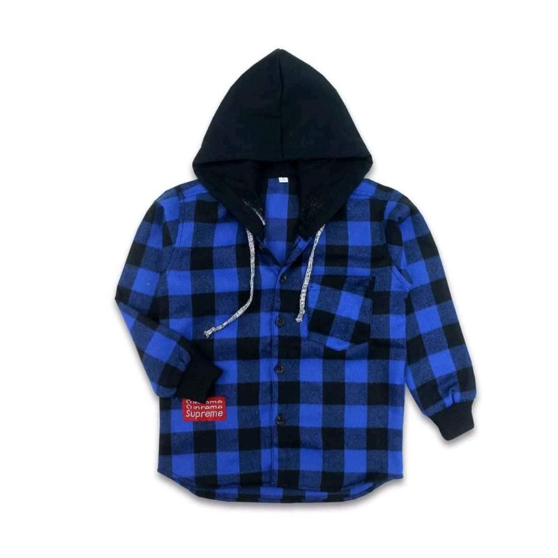 kemeja flanel anak hoodie anak lengan panjang