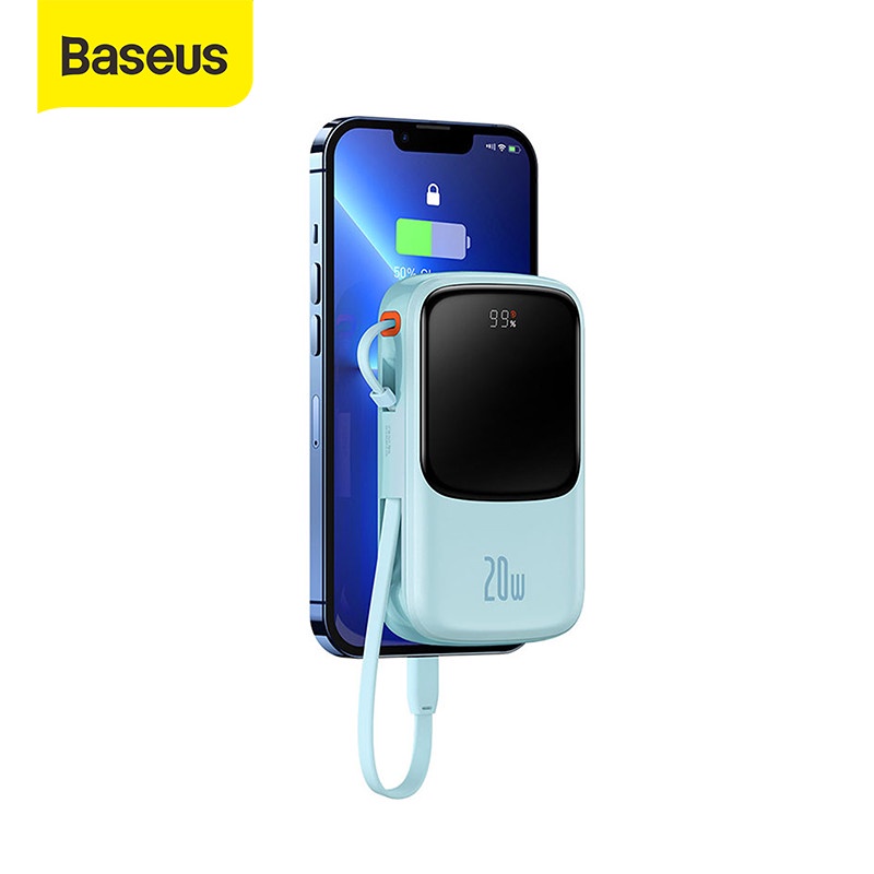 BASEUS POWER BANK 20W DISPLAY FAST CHARGING BUILT IN CABLE IPHONE