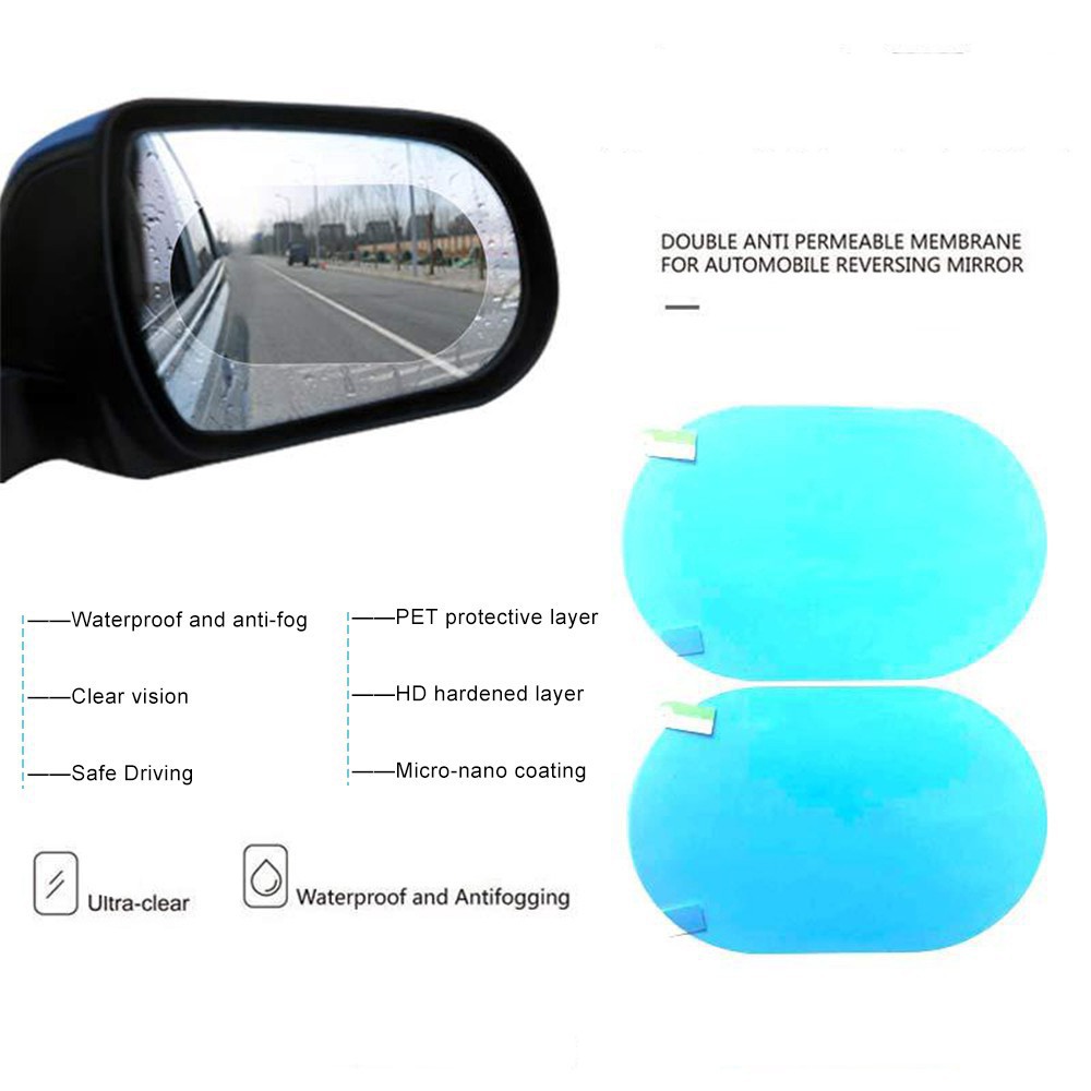 2 pcs sisi mobil, Film pelindung tahan air tahan hujan Rear View Film pelindung Rainproof film