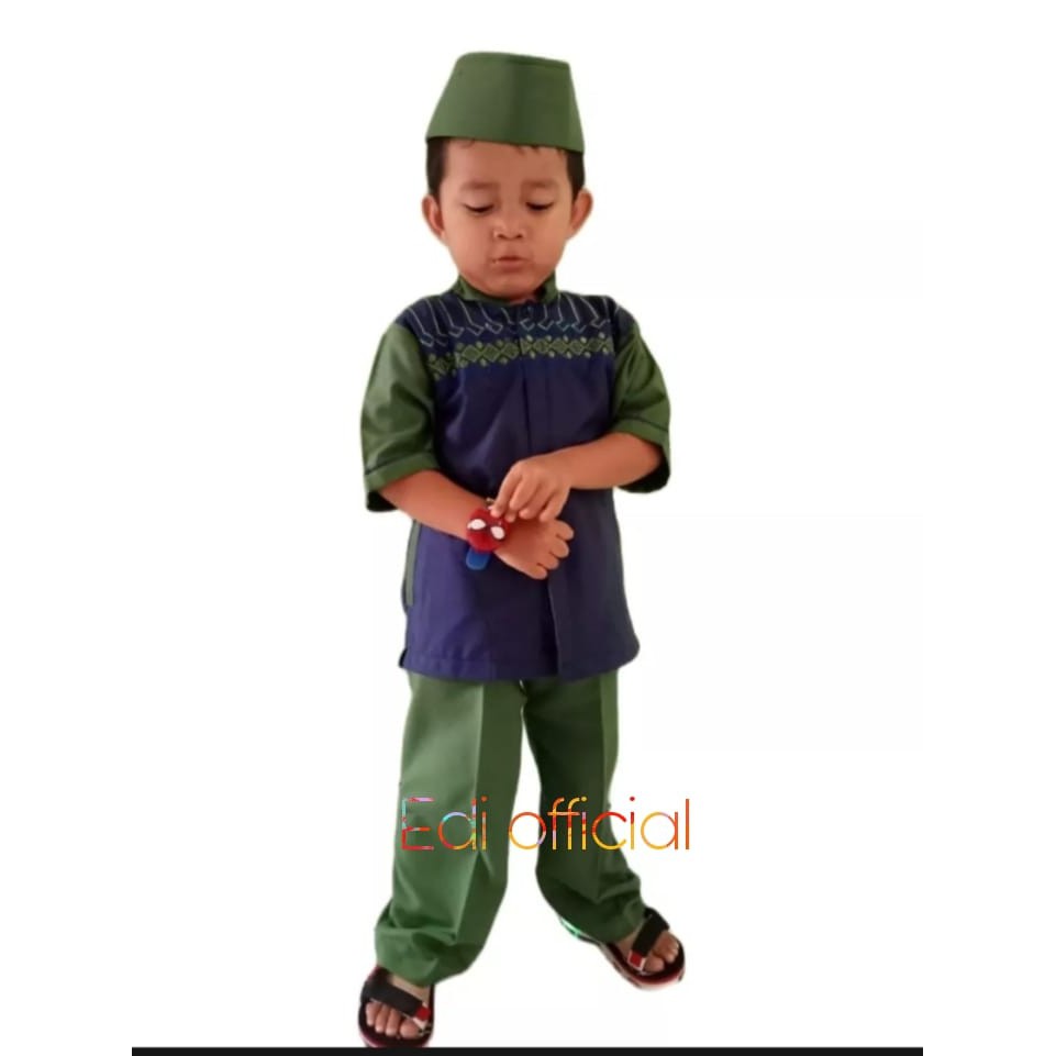 Stelan Koko anak/Stelan Anak laki laki - Koko Bordir terlaris ( Baju,Celana,Peci ) 2-10 TAHUN