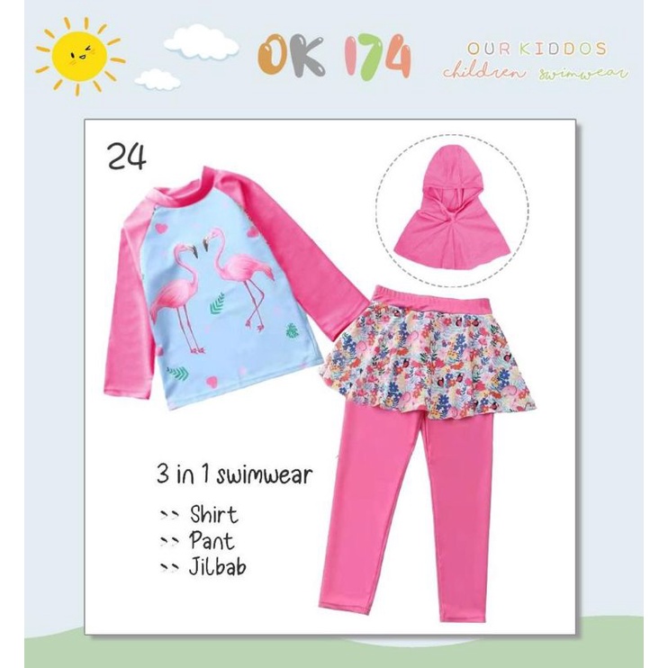 Baju Renang Anak Hijab OK174 TEEN Girl Swimsuit Perempuan Cewek ABG Remaja Tanggung Muslim SD SMP 8 9 10 11 12 13 Tahun