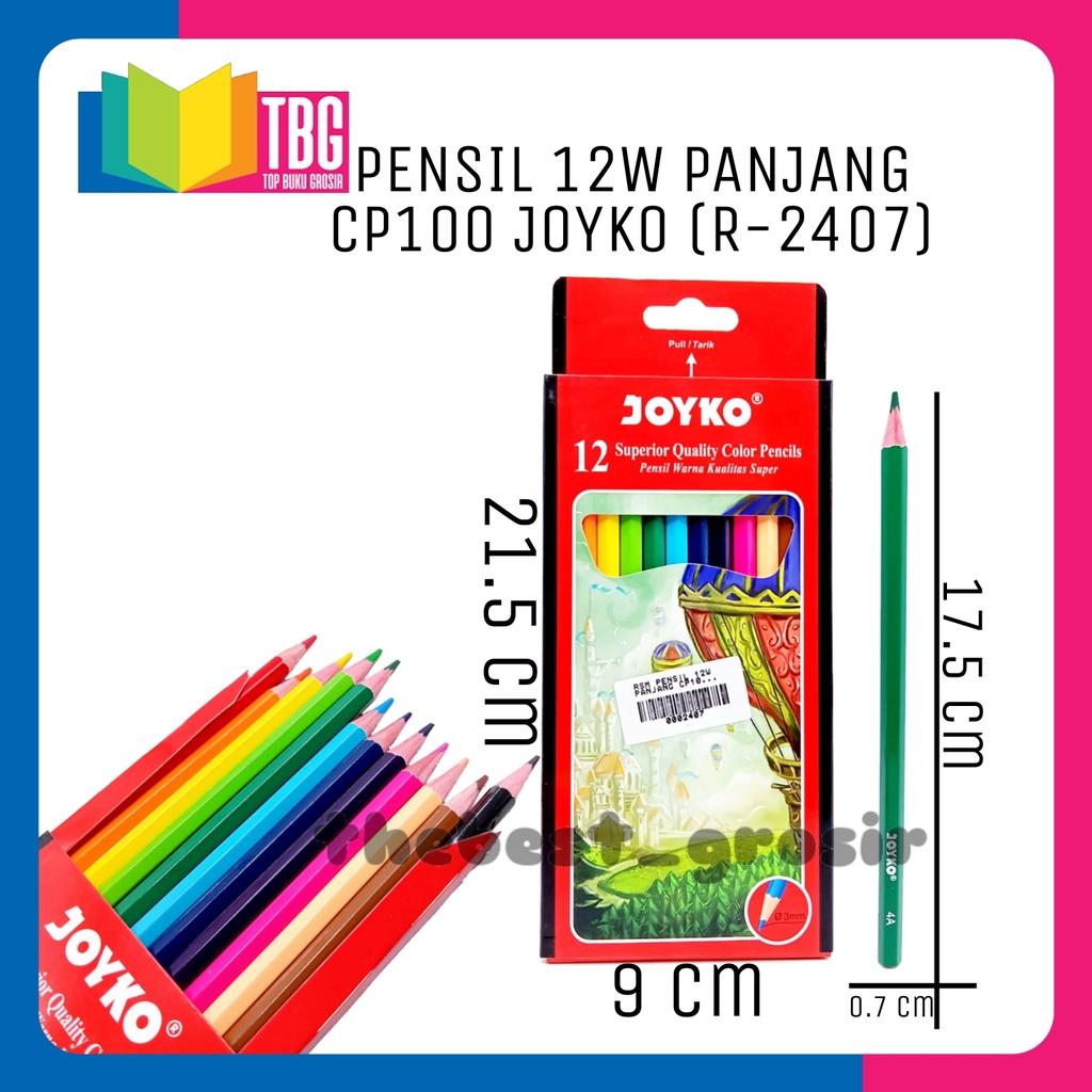 

1 SET (12 WARNA) PENSIL 12W PANJANG CP100 JOYKO (R-2407) / PENSIL WARNA PANJANG / PENSIL WARNA SET 12