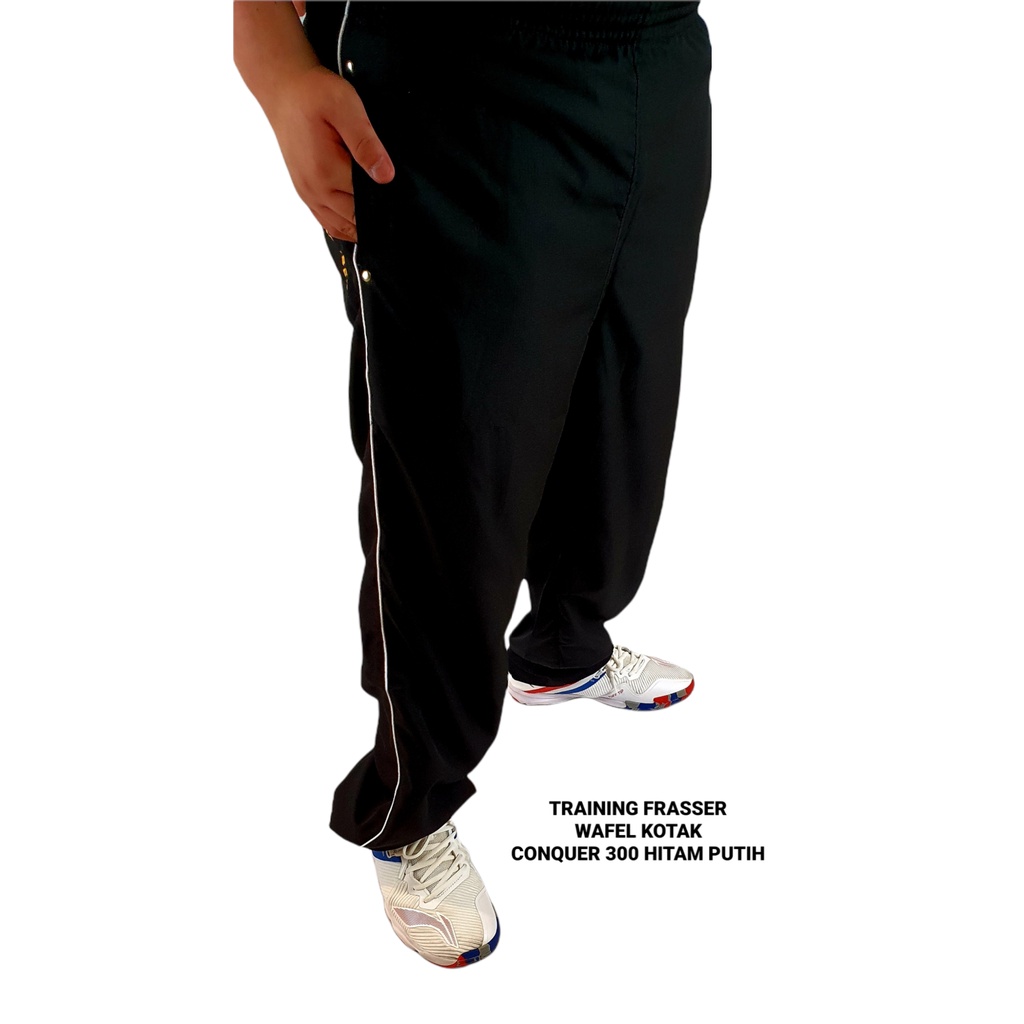 Frasser Celana Training Gym Fitness Celana Running Frasser Conquer 300 Wafel Kotak Hitam Putih