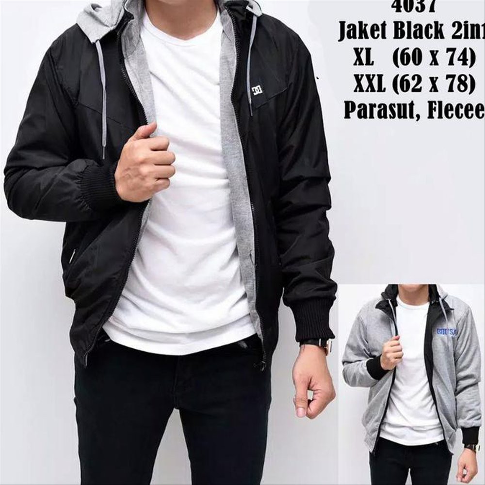 PREMIUM Jaket Parasut Bolak Balik Jumbo XXL -Jaket Parasit BB 2in1 Two In One Big Size Jaket Outdoor