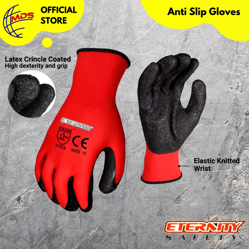 Sarung Tangan Safety Gloves GT3001 / Gunter Sarung Tangan Kerja / Sarung Tangan Palm Hitam Merah