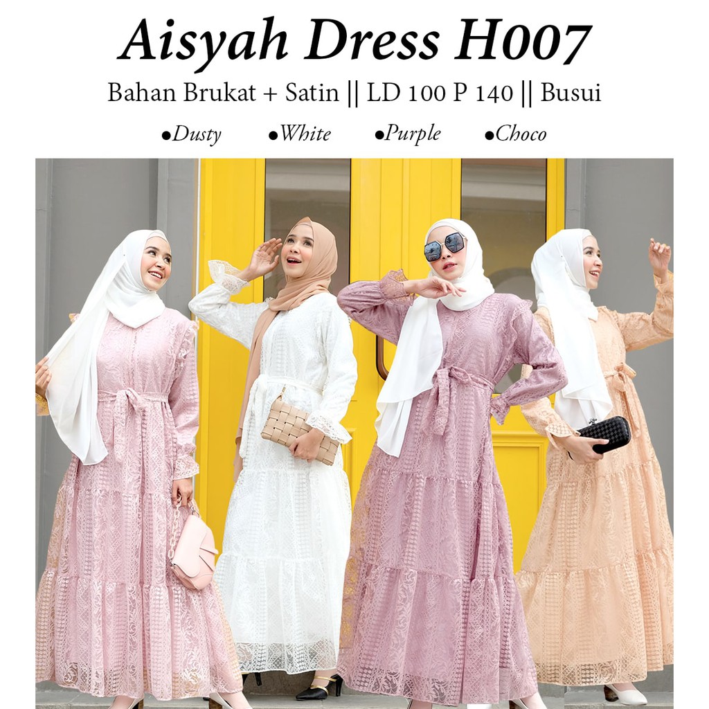 Aisyah Brocade Maxy/Gamis Brukat/Gamis Kondangan/Gamis Ld 100/Dress Lilac/Dress Kondangan/Dress