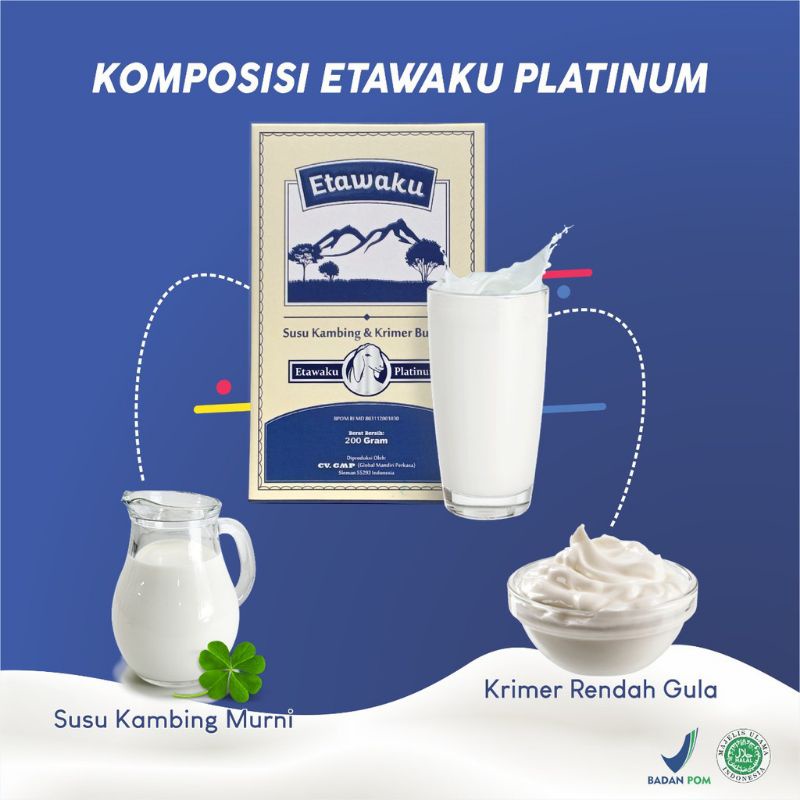 

ETAWAKU PLATINUM susu kambing etawaku paltinum susu kambing bubuk 200gr ORIGINAL ATASI PERNAFASAN 3× LEBIH CEPAT ETAWAKU PLATINUM susu kambing etawaku platinum bubuk ORIGINAL