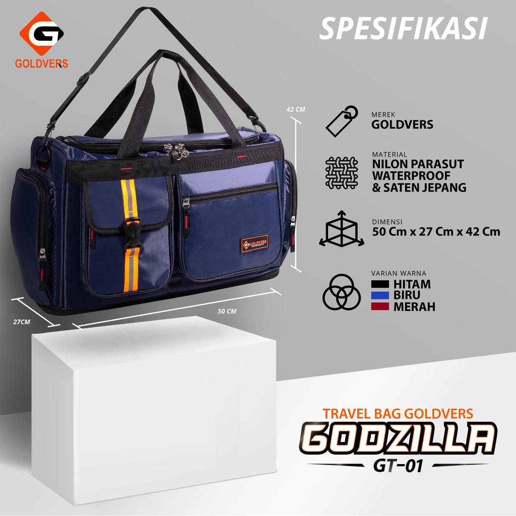 Travel bag Polo Goldvers Ori Import Tas gym Godzilla Anti Air 2in1 Bisa Selempang Bisa Jinjing - Goldiesbags