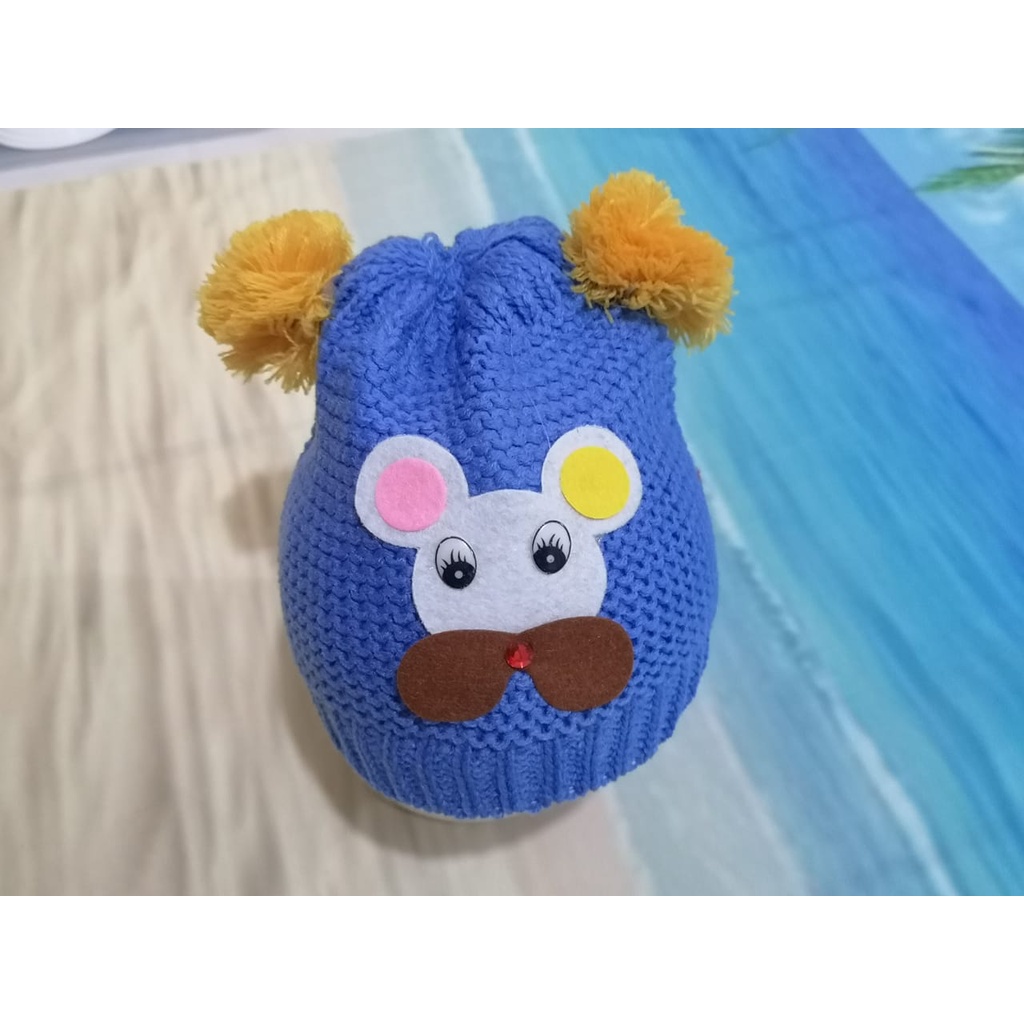 Topi Bayi / Topi Kupluk Harga 2pcs T 36 - Bayi usia 0-2 thn bahan rajut