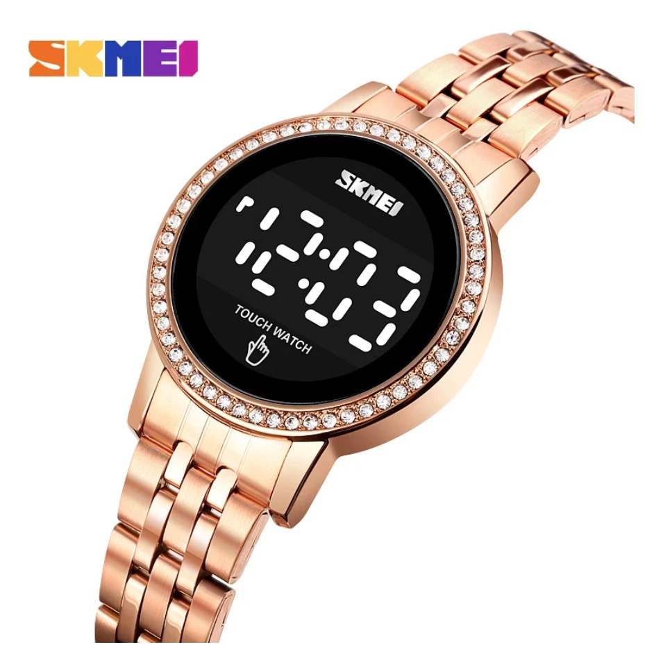 Jam Tangan Wanita SKMEI Digital 1669 Touch Screen Diamond Stainless Steel Original